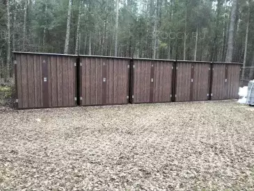 Пять хозблоков для хранения ТМЦ в расцветке "под дерево" в дер. Салтыково, Тарусский р-н, Калужская обл.